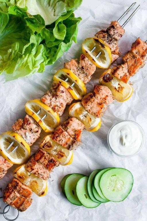 Grilled Greek Salmon Skewers