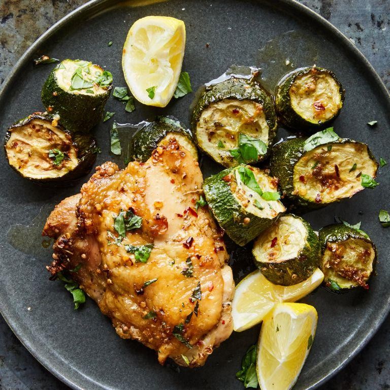 Grilled Italian Chicken Thighs with Zucchini