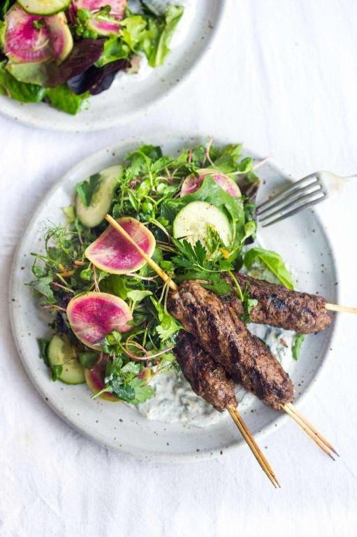 Grilled Lamb Kebabs with Yogurt Dip