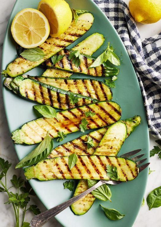 Grilled Large Zucchini with Lemon and Herbs