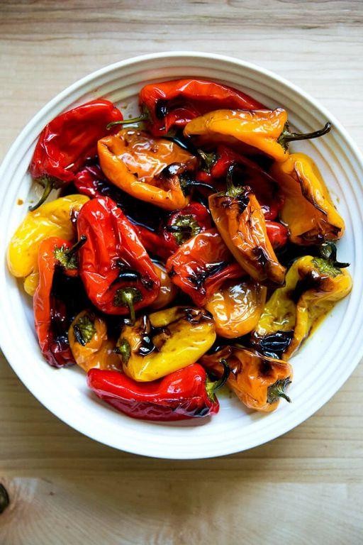 Grilled Mini Peppers with Balsamic Glaze