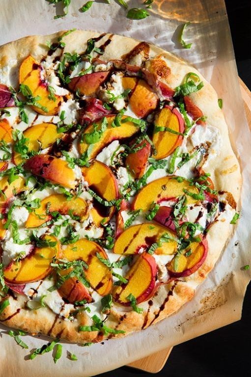 Grilled Peach and Balsamic Pizza