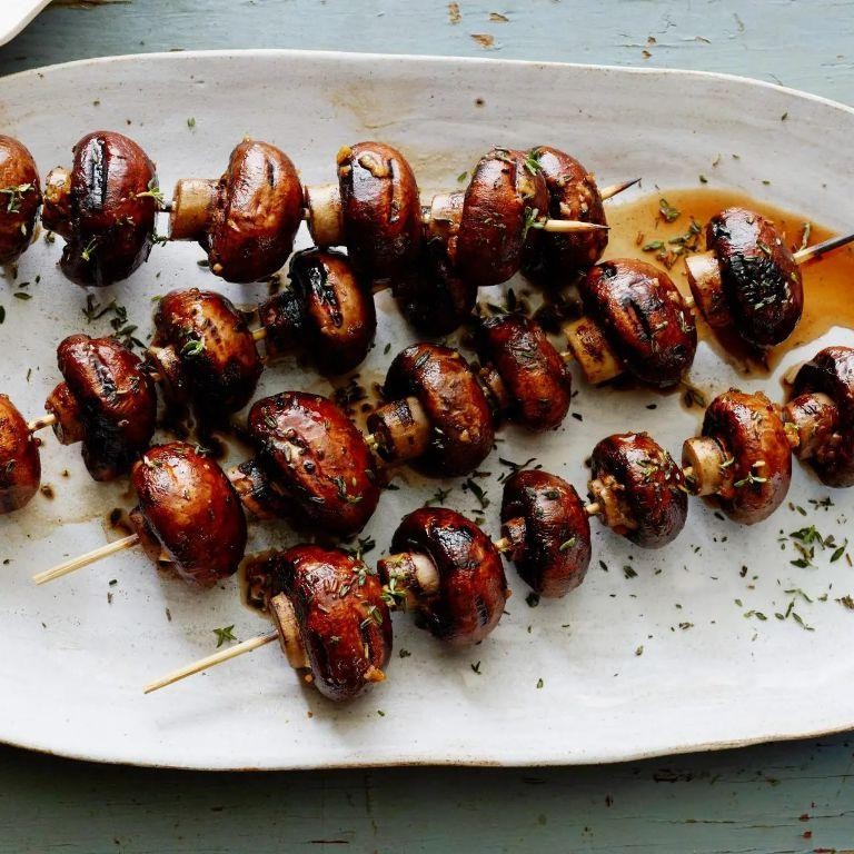 Grilled Pheasant Back Mushroom Skewers