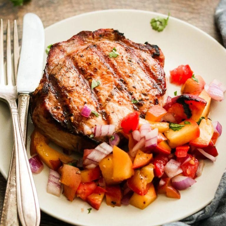 Grilled Pork Chops with Peach Salsa
