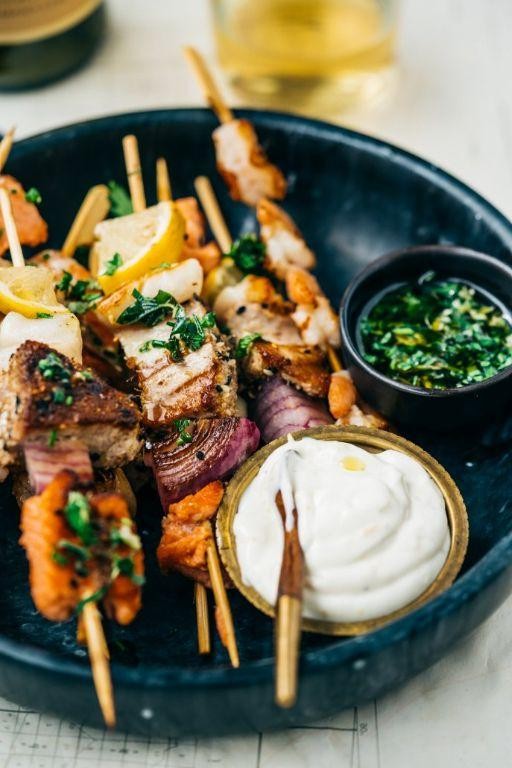 Grilled Seafood Mix Skewers