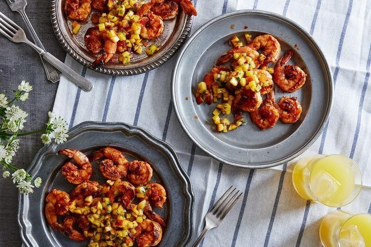 Grilled Shrimp with Peach Salsa