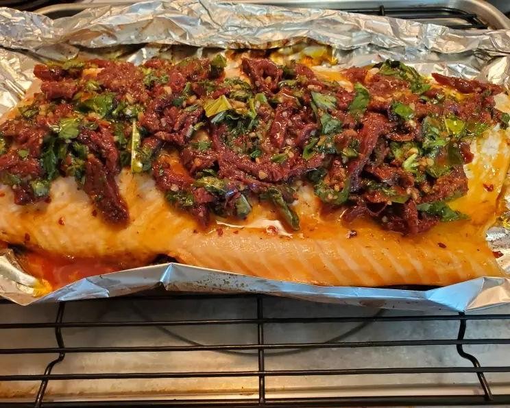 Grilled Tuscan Salmon with Herb Marinade