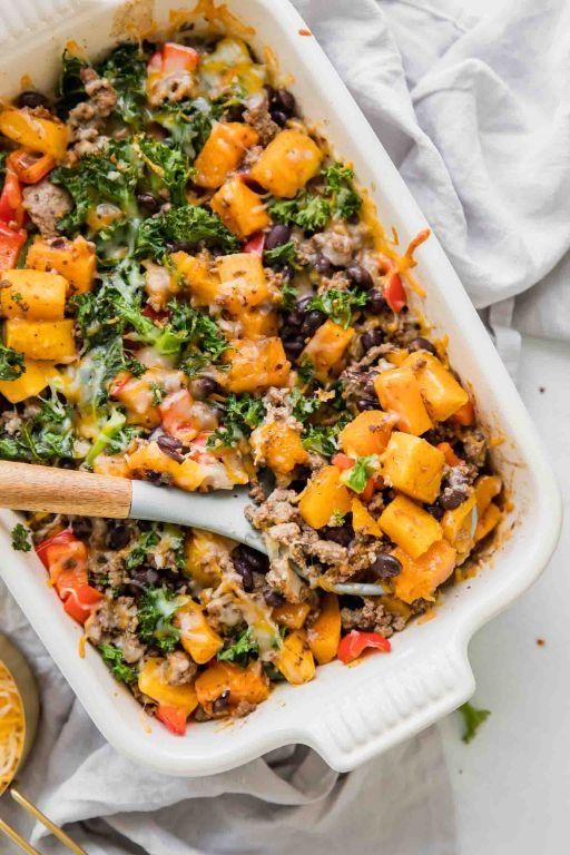 Ground Pork and Butternut Squash Casserole