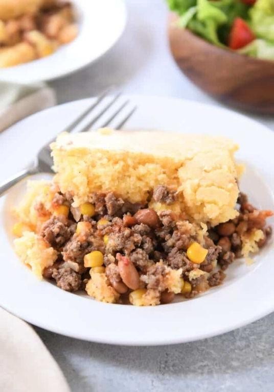 Ground Pork and Cornbread Casserole