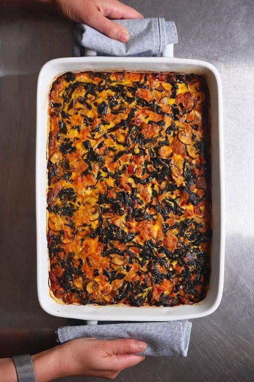 Ground Pork and Kale Casserole