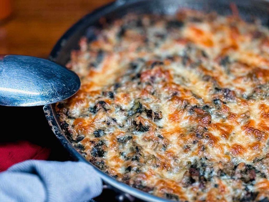 Ground Pork and Spinach Casserole