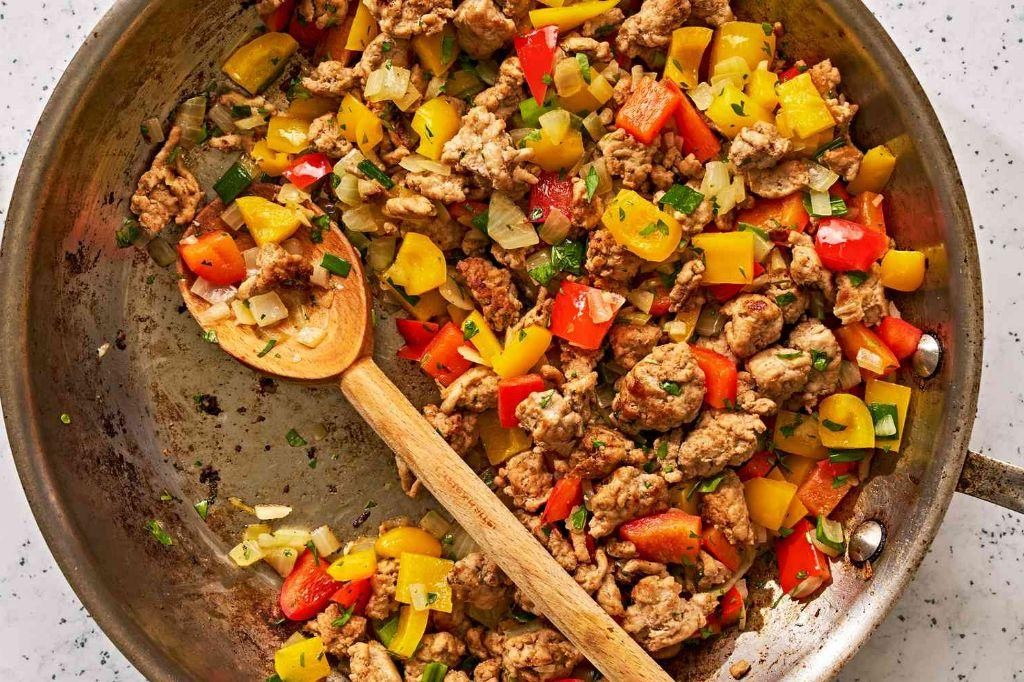 Ground Turkey Skillet with Bell Peppers and Onions