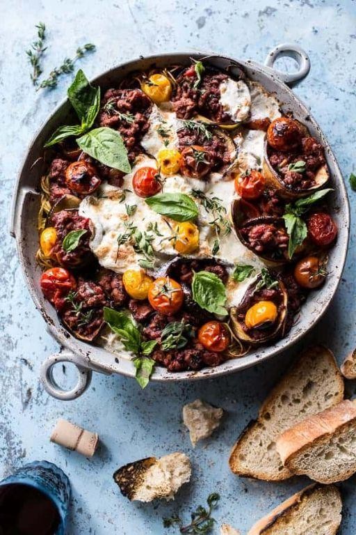Ground Turkey Skillet with Eggplant and Basil