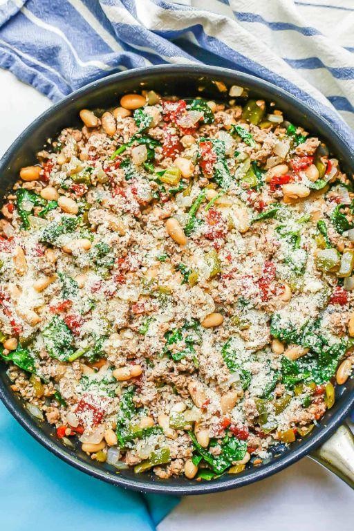 Ground Turkey Skillet with Kale and White Beans