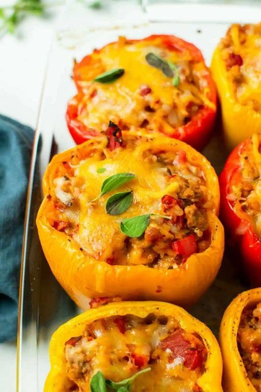 Ground Turkey and Cheese Stuffed Peppers