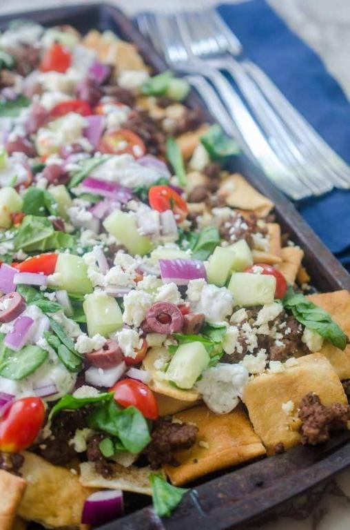 Gyro Nachos with Cheese and Jalapenos