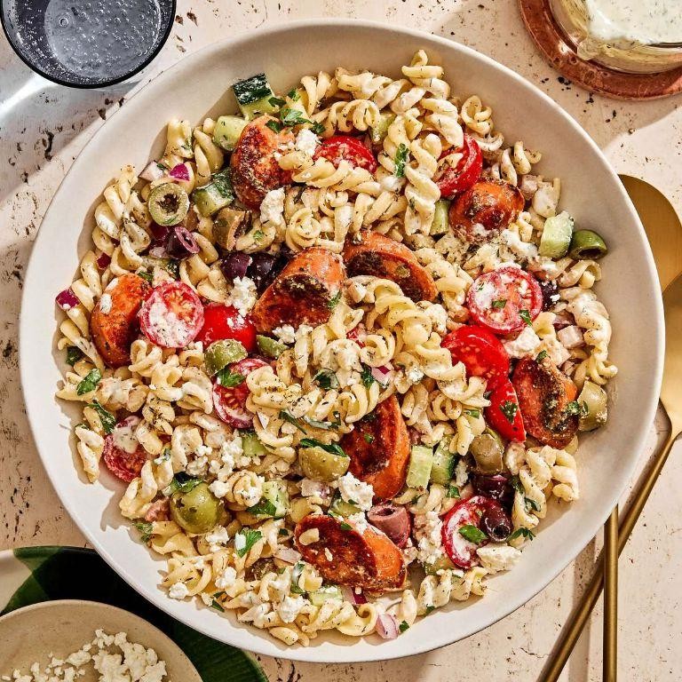 Gyro Pasta Salad with Feta Cheese