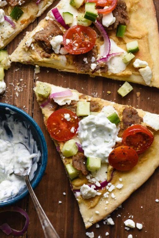 Gyro Pizza with Mozzarella and Oregano