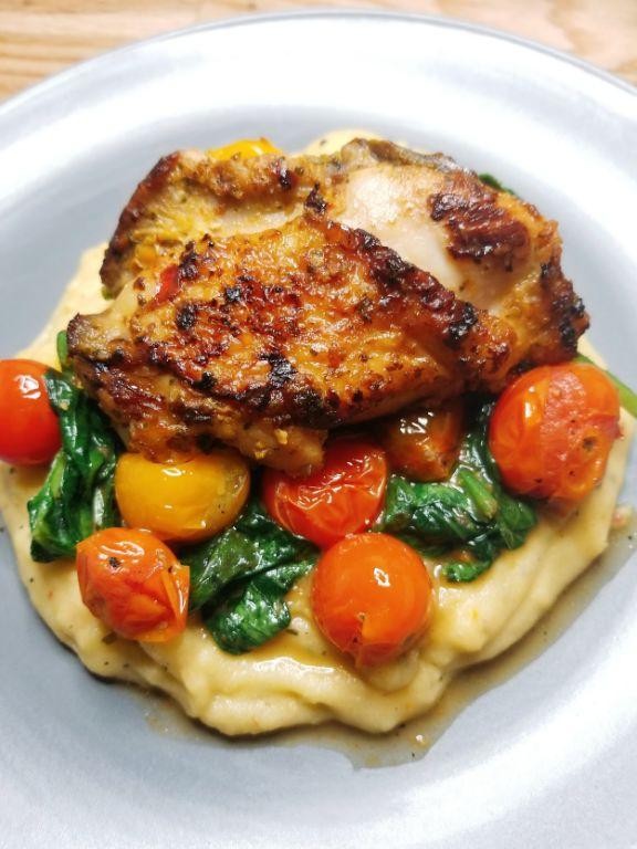 Haitian Chicken with Spinach