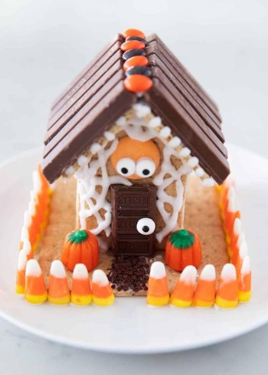 Haunted House Gingerbread with Candy Bones