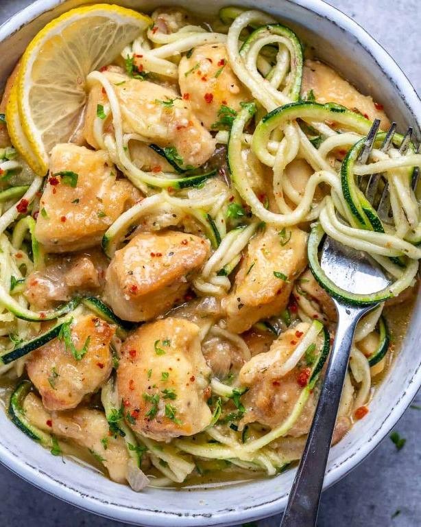 Healthy Chicken Scampi with Zucchini Noodles