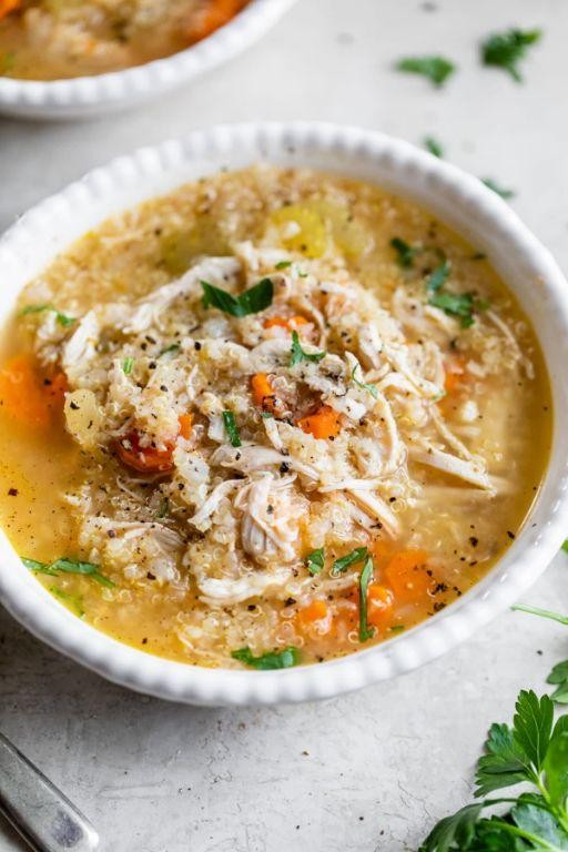 Healthy Crockpot Chicken Quinoa Soup