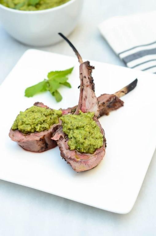 Herb-Crusted Rack of Lamb with Mint Pesto