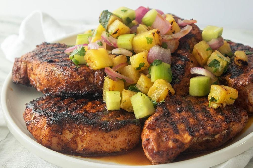 Hibachi Pork Chops with Pineapple Salsa