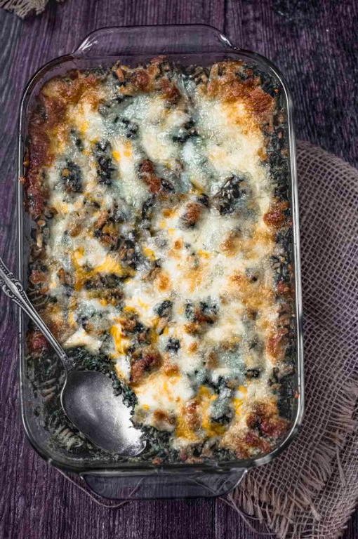 High-Protein Chickpea Pasta Bake with Spinach