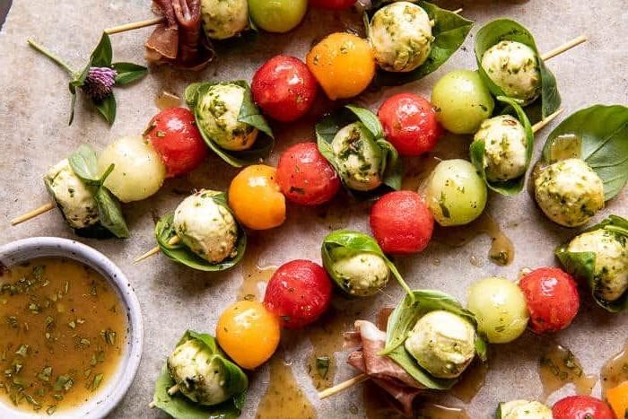 Honeydew Melon and Mozzarella Skewers