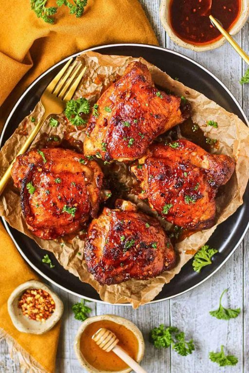 Hot Honey Glazed Chicken Thighs