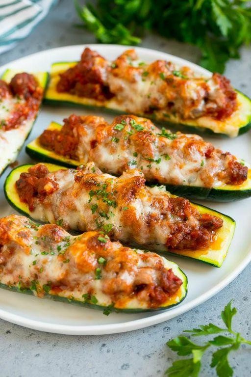 Italian Sausage and Ground Beef Stuffed Zucchini Boats