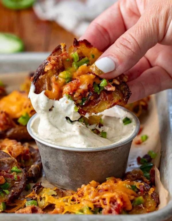 Jalapeno Popper Smashed Red Potatoes