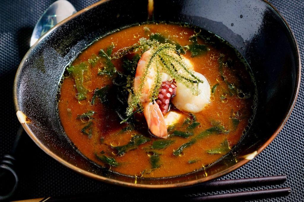 Japanese Miso Soup with Seafood