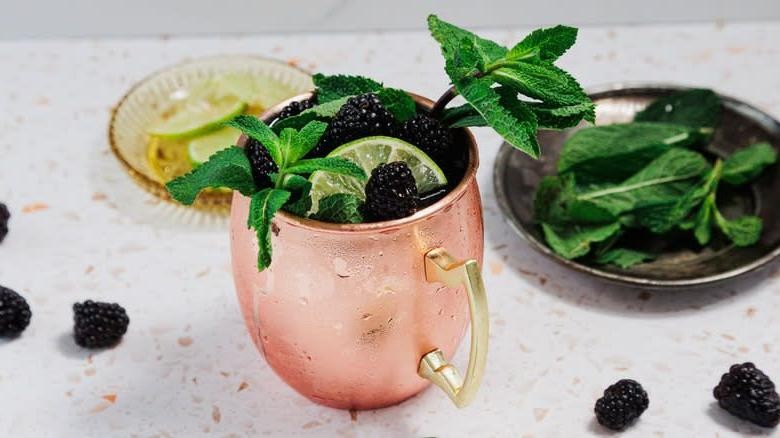 Kentucky Mule with Blackberry Garnish