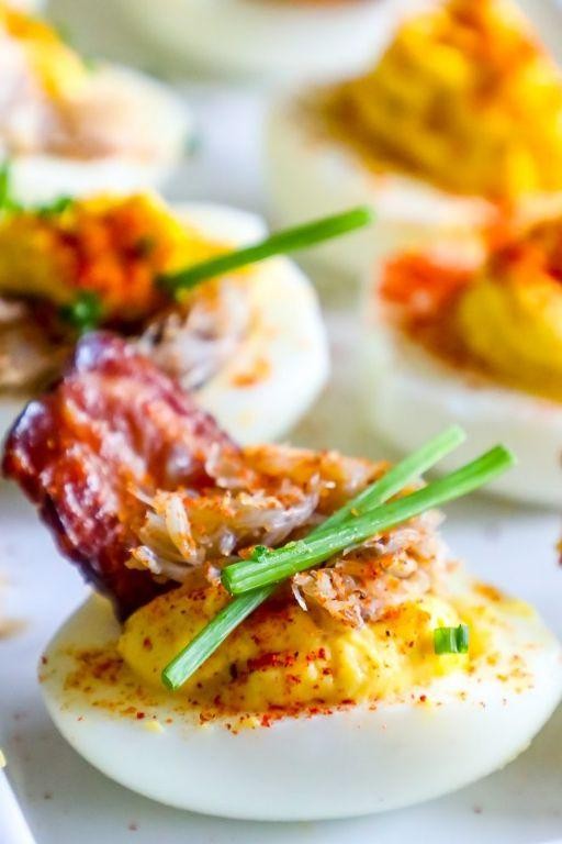 Keto Crab and Bacon Deviled Eggs