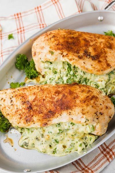 Keto Crab and Spinach Stuffed Chicken