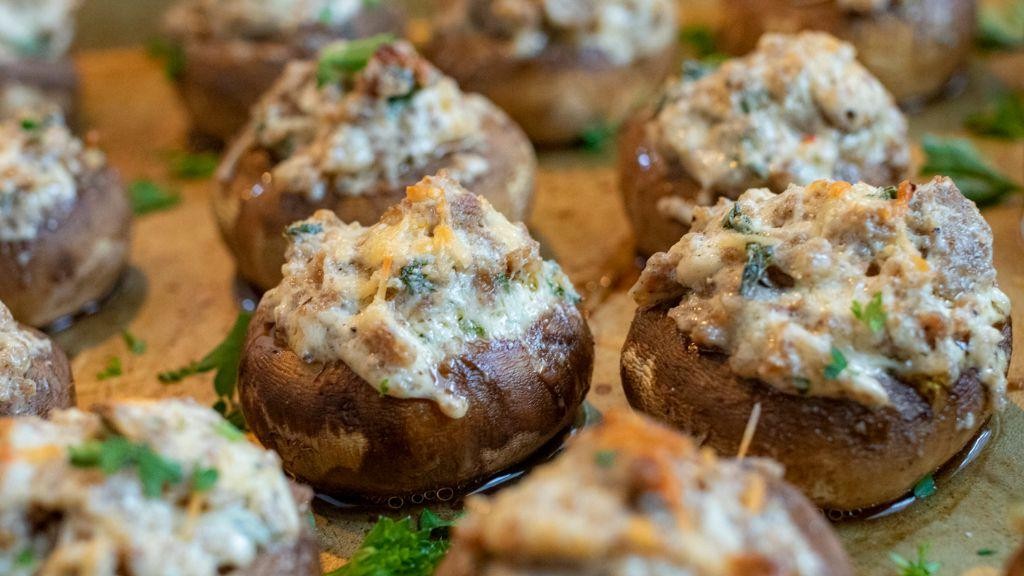 Keto Sausage and Cheese Stuffed Mushrooms