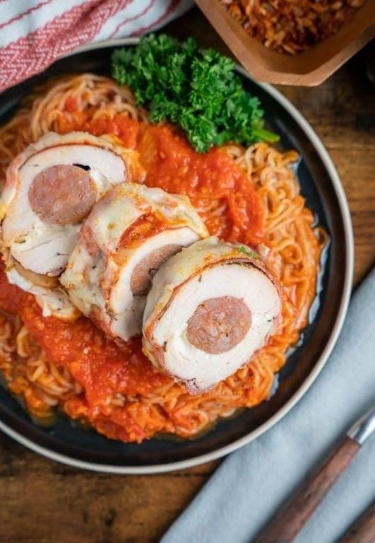 Keto Sausage and Mozzarella Stuffed Chicken