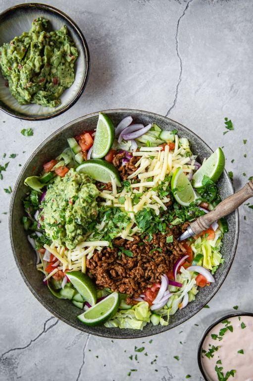 Keto Taco Salad with Avocado Dressing