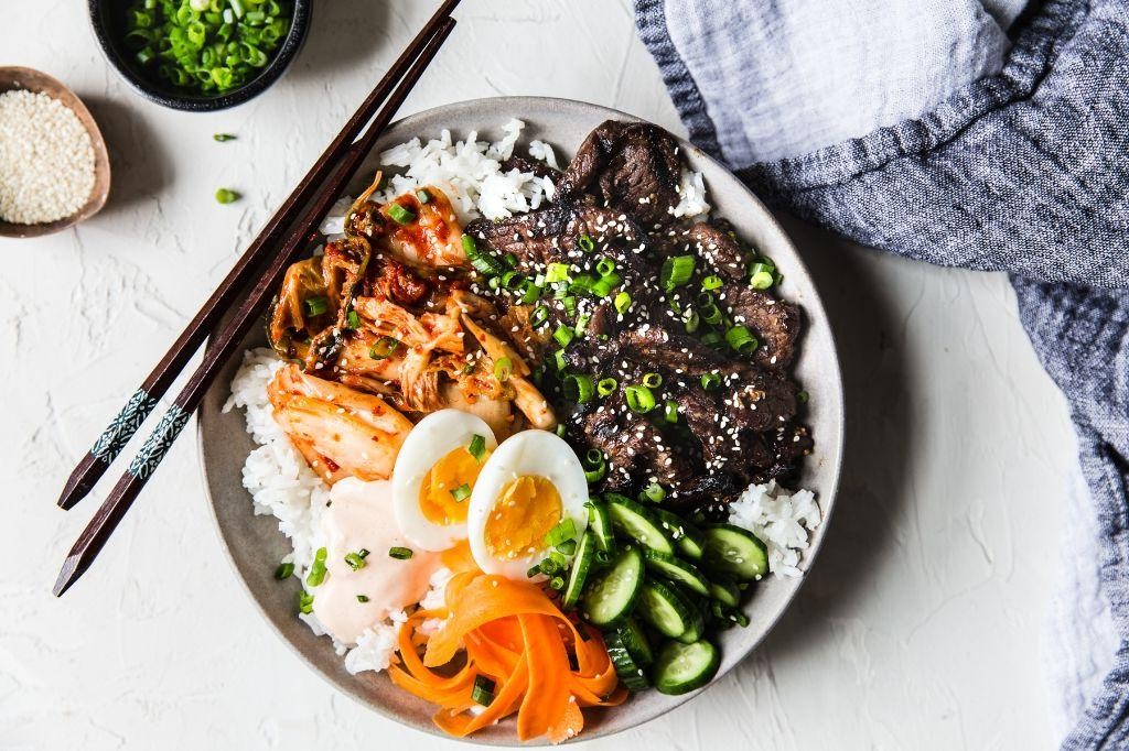 Korean BBQ Sirloin Steak with Pickled Vegetables