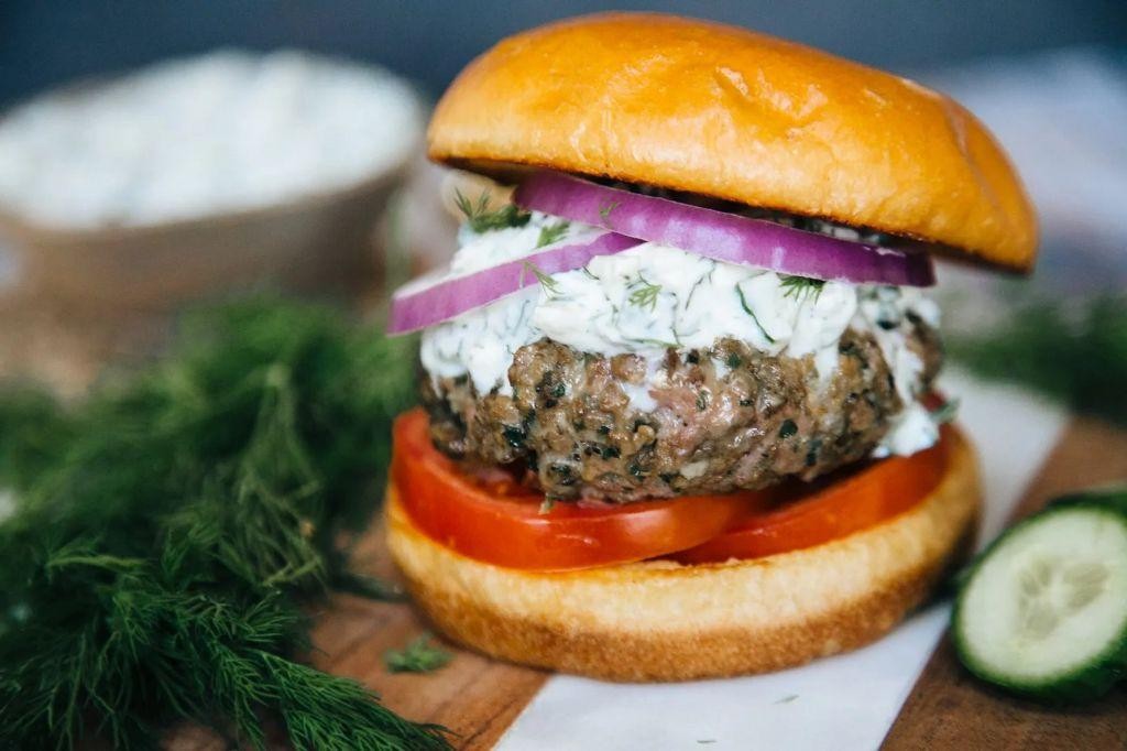 Lamb Burgers with Tzatziki and Feta