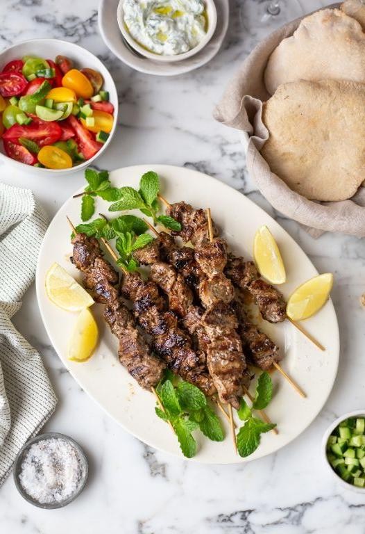 Lamb Souvlaki with Pita and Salad