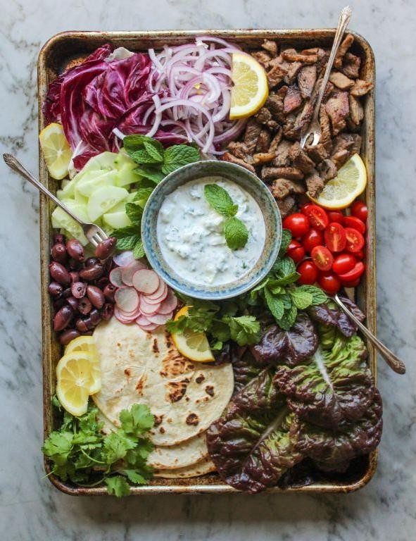 Lamb and Beef Gyro with Herbed Yogurt Sauce