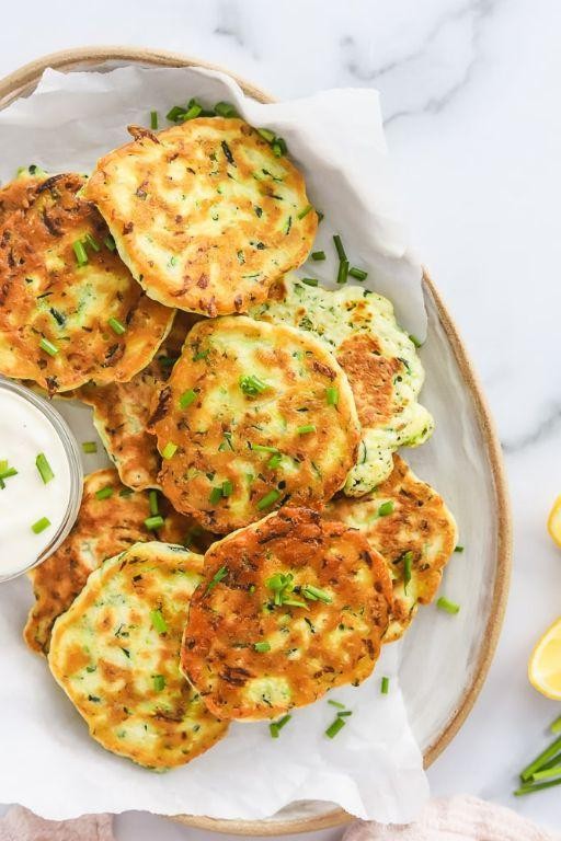 Large Zucchini Fritters with Garlic Yogurt Sauce