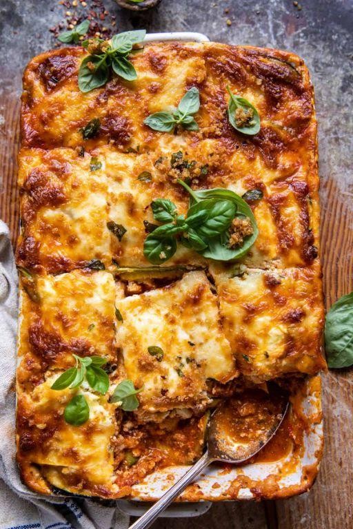 Large Zucchini Lasagna with Ricotta and Mozzarella
