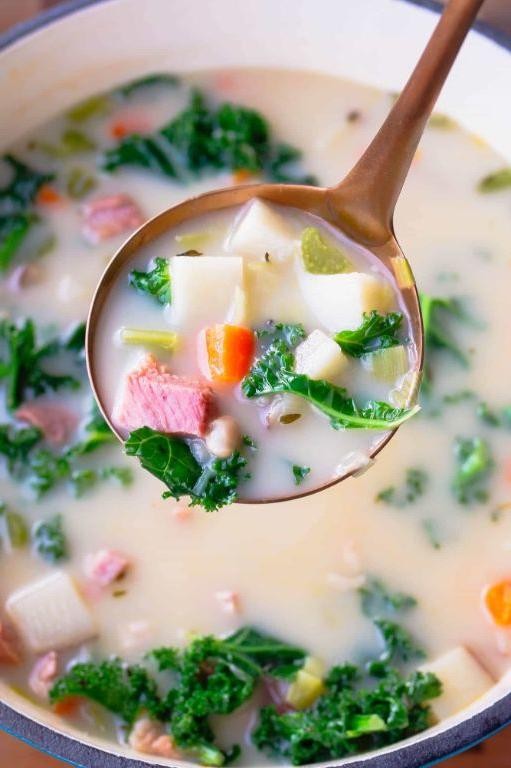 Leftover Ham and Kale Soup