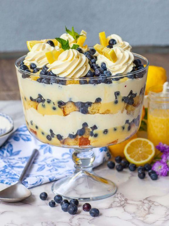 Lemon Blueberry Angel Food Cake Trifle