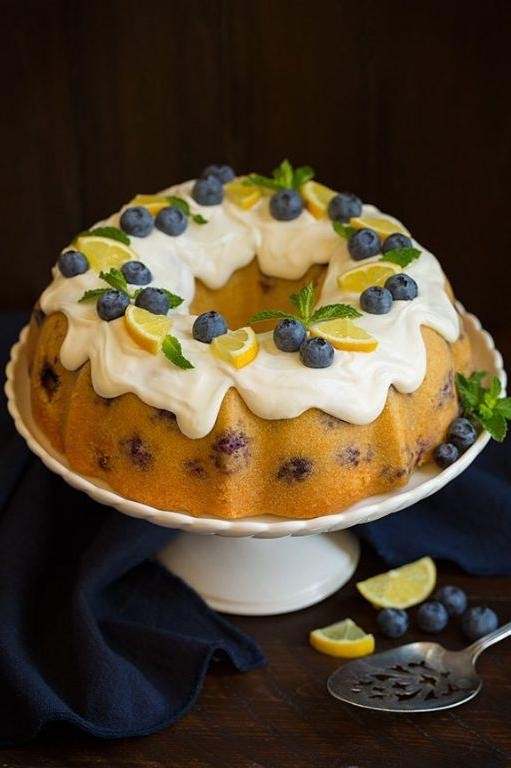 Lemon Blueberry Bundt Cake with Cream Cheese Filling