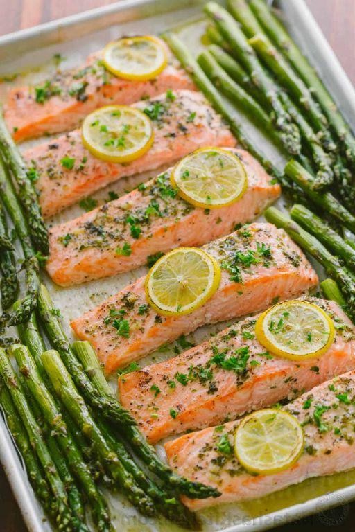 Lemon Garlic Sheet Pan Salmon with Asparagus